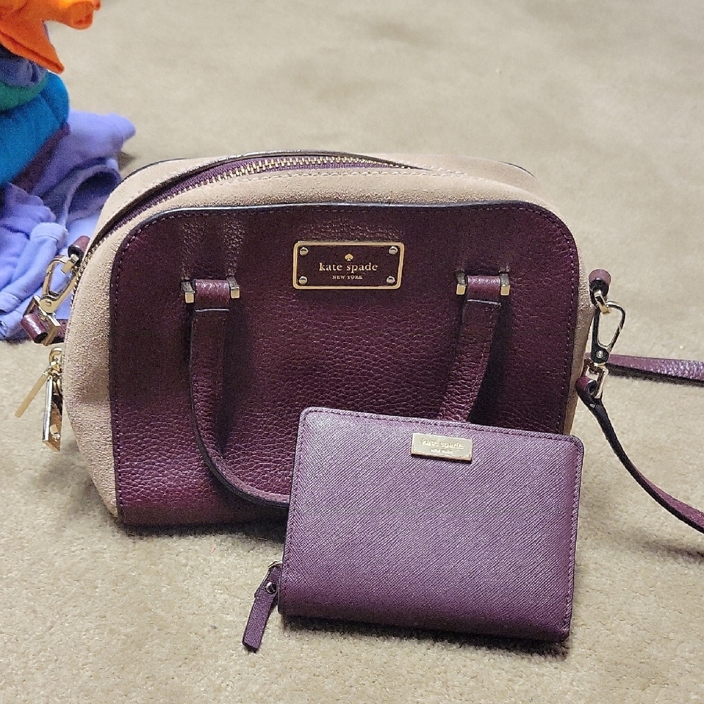 Kate Spade Purple and Tan Crossbody Bag